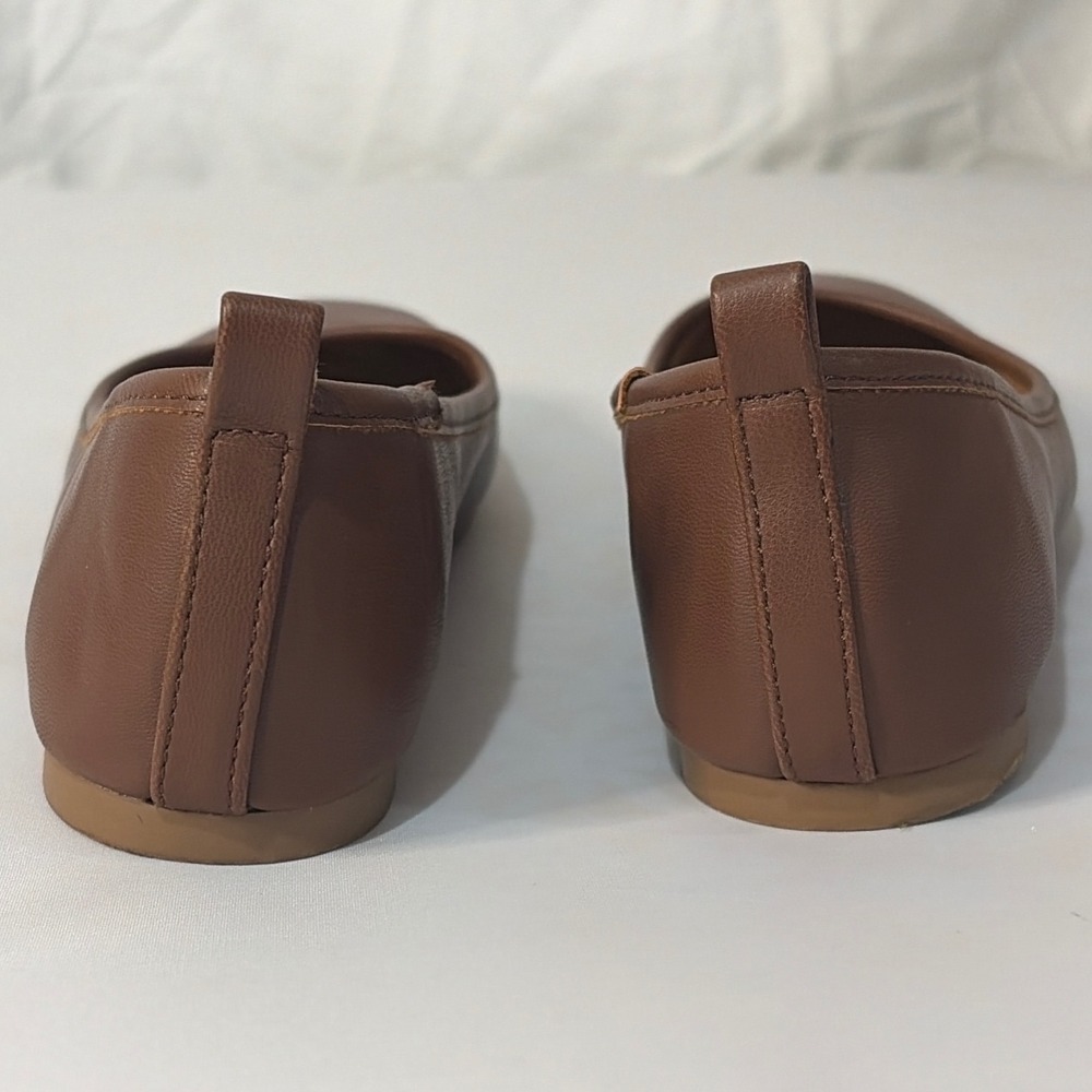 Sun + Stone Avvery Brown Square Toe Ballet Flats Womens 5.5 Cognac Slip On Shoes - Picture 4 of 10